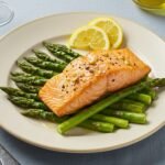 lemon garlic salmon and asparagus healthy dinner