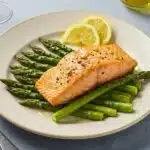 lemon garlic salmon and asparagus healthy dinner